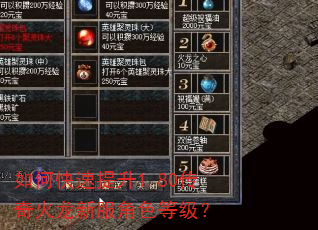 如何快速提升1.80传奇火龙新服角色等级? 如何快速提升1.80传奇火龙新服角色等级?