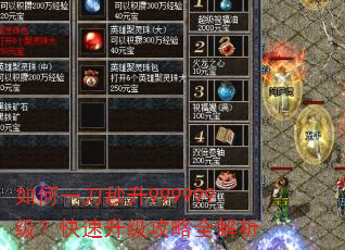 如何一刀秒升999999级?快速升级攻略全解析 如何一刀秒升999999级?快速升级攻略全解析